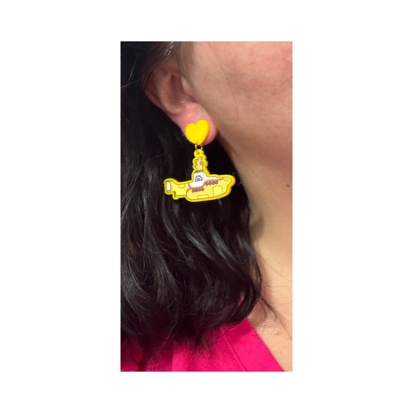 Yellow Submarine Acrylic Drop Earrings