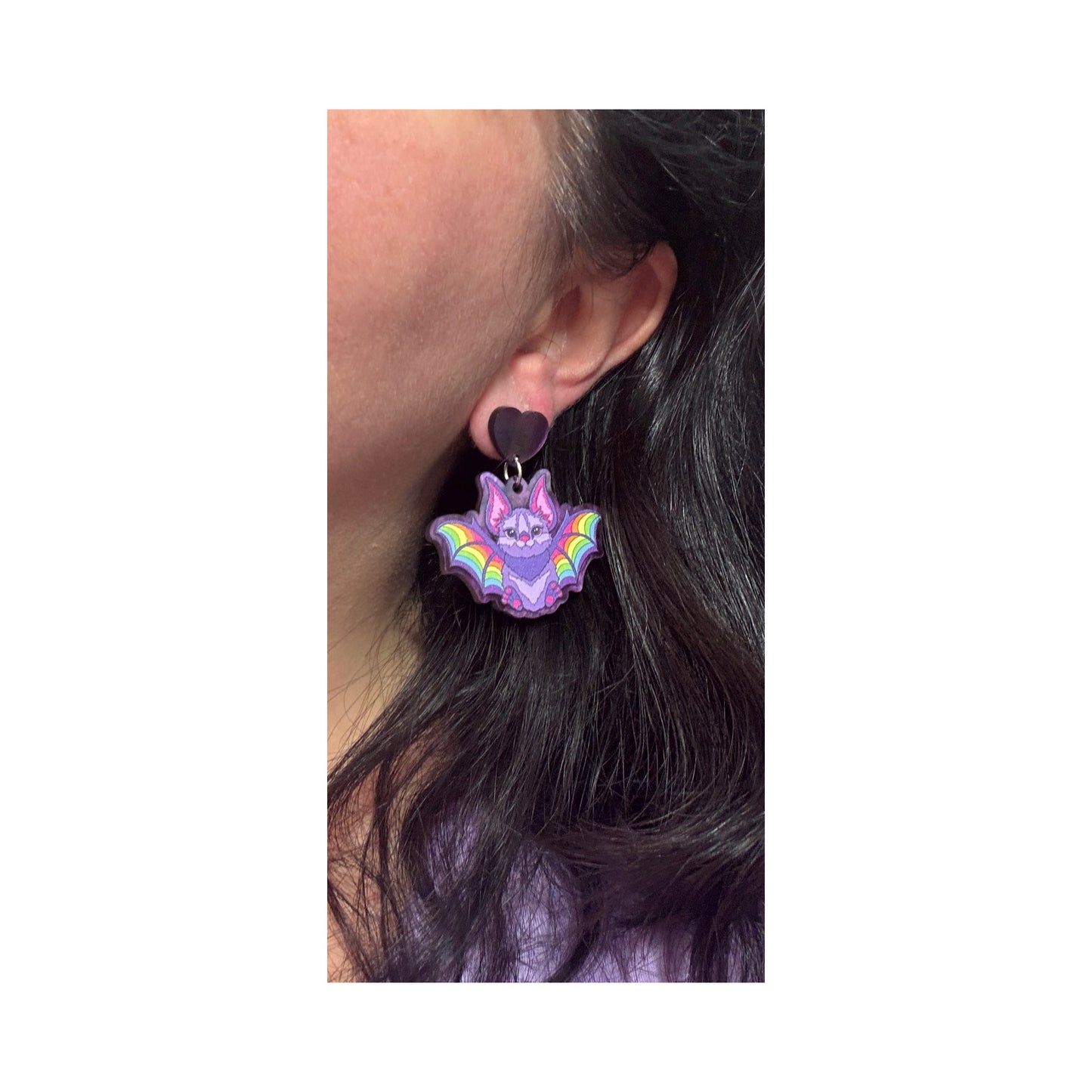 90s Neon Spooky Bat Drop Earrings
