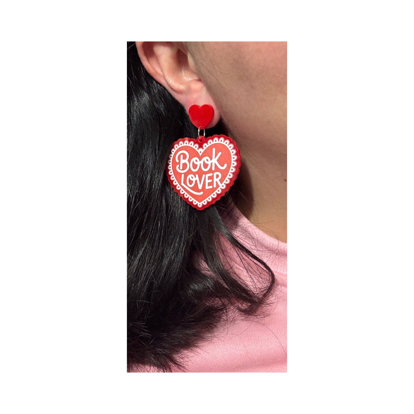 Book Lover Heart Drop Earrings
