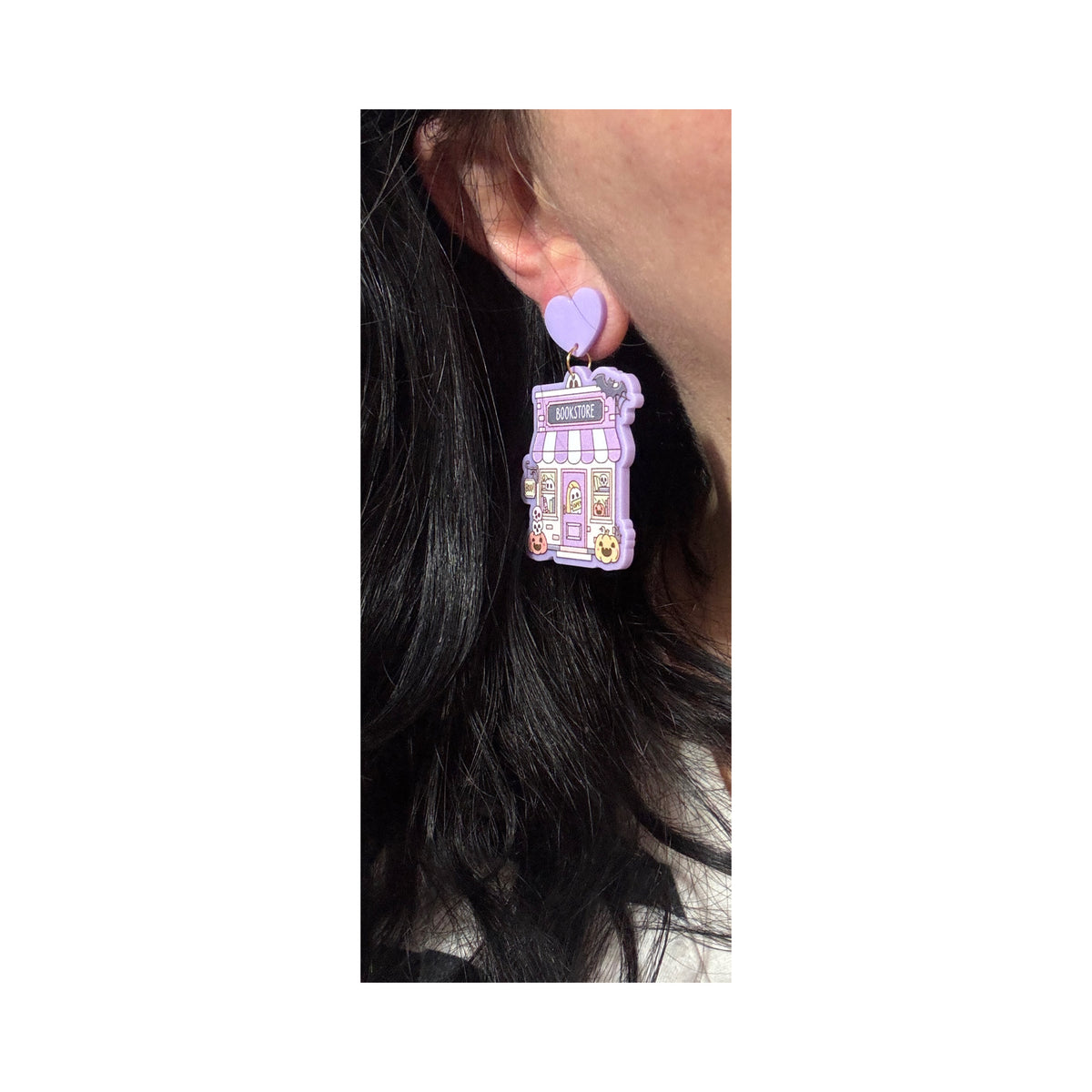 Pastel Spooky Bookstore Drop Earrings