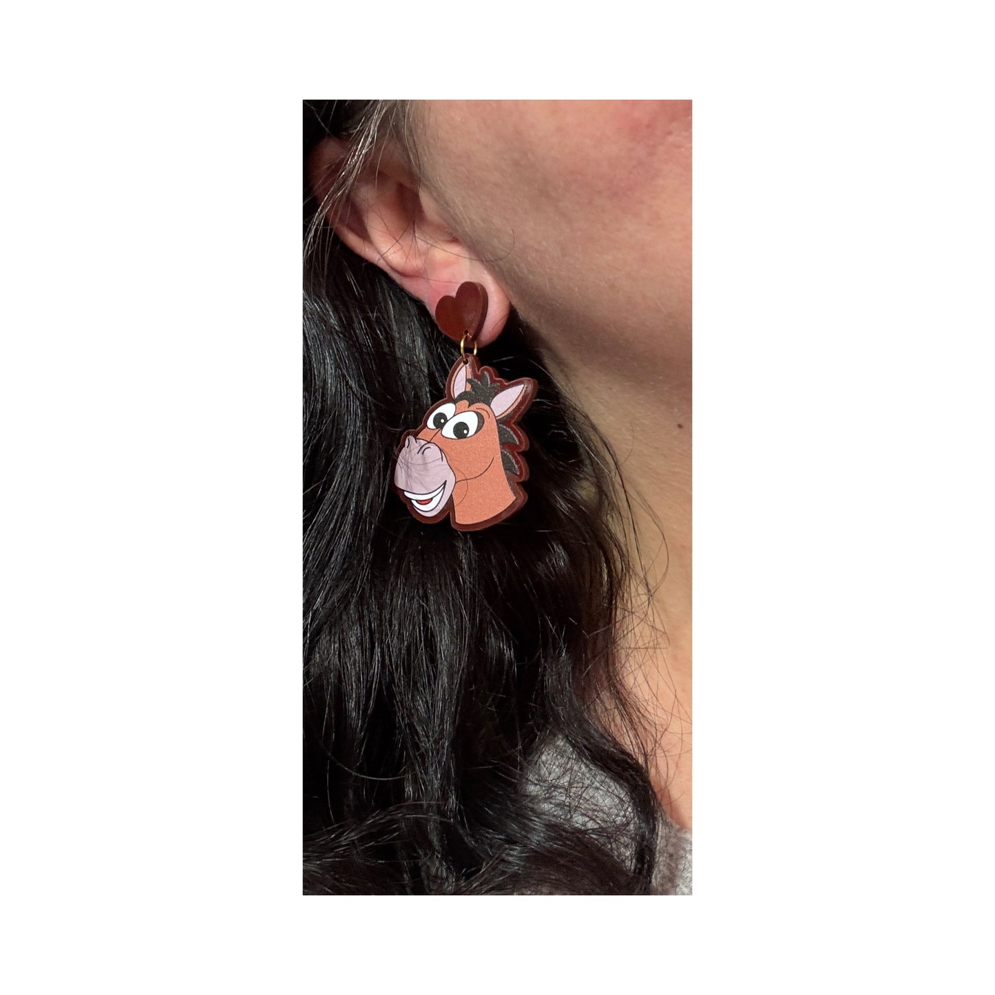 Cowgirl & Horse Drop Earring