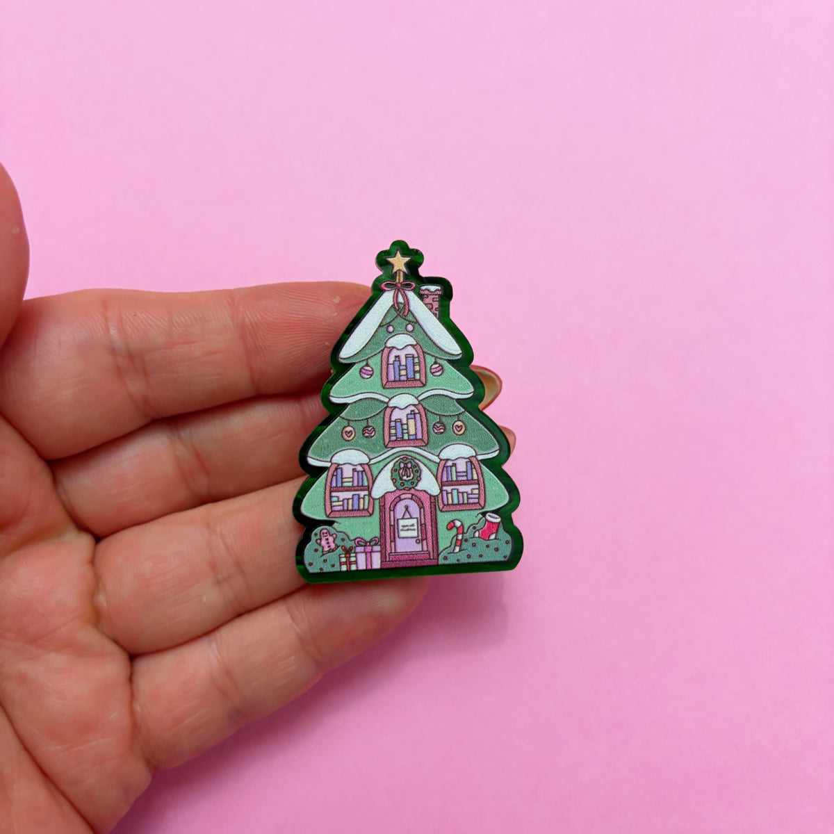 Bookmas Tree Cottage Pin