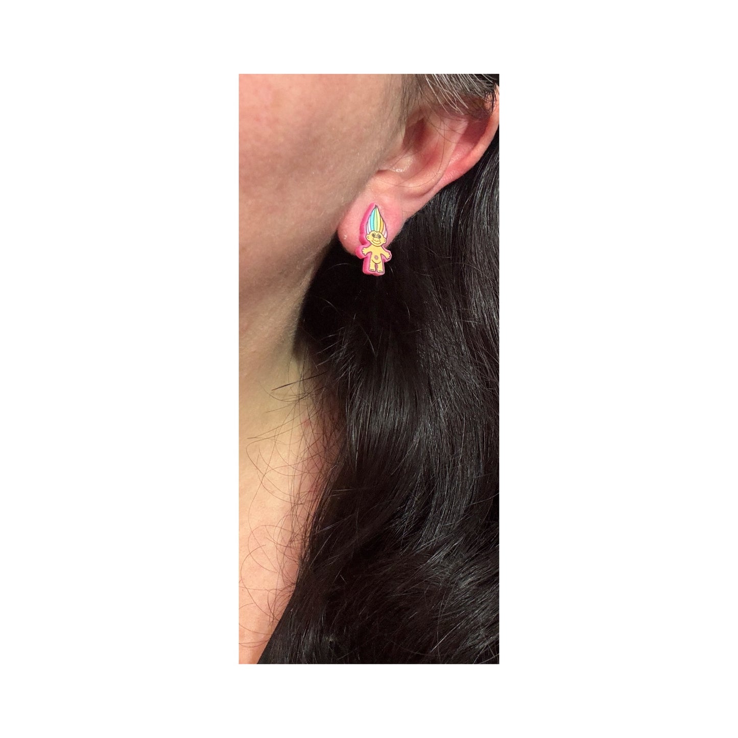 Rainbow Troll Post Earrings