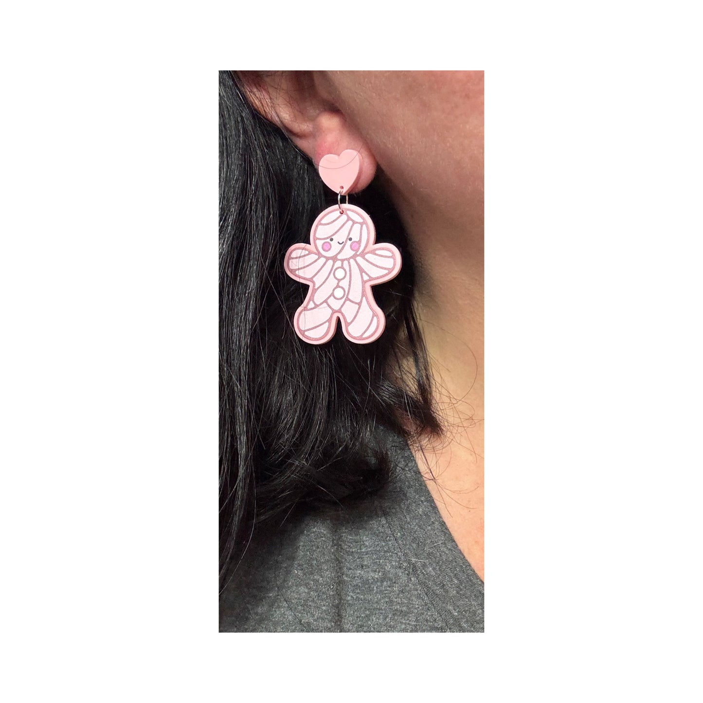 Pink Concha Gingerbread Drop Earrings