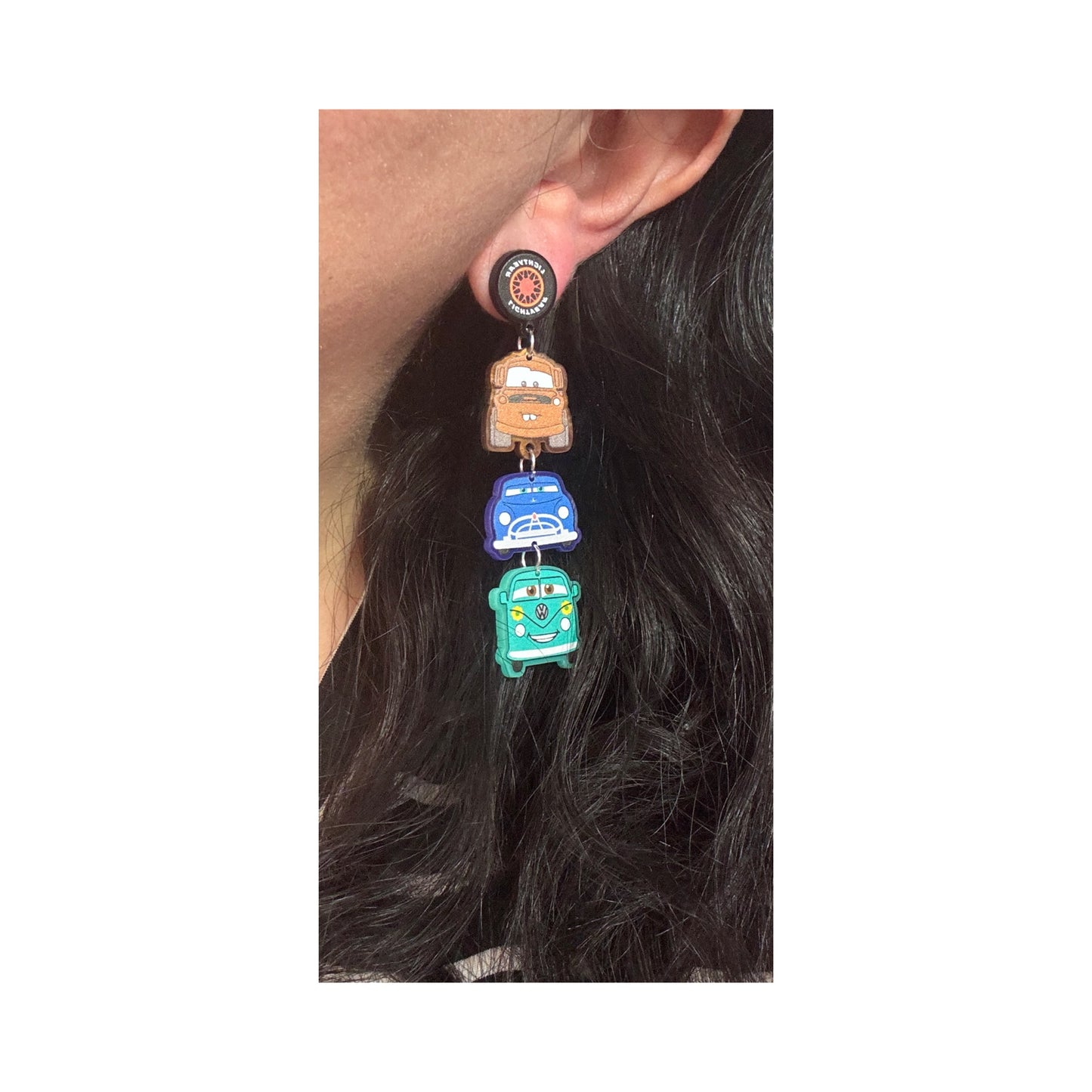 Cars Tiered Acrylic Drop Earrings