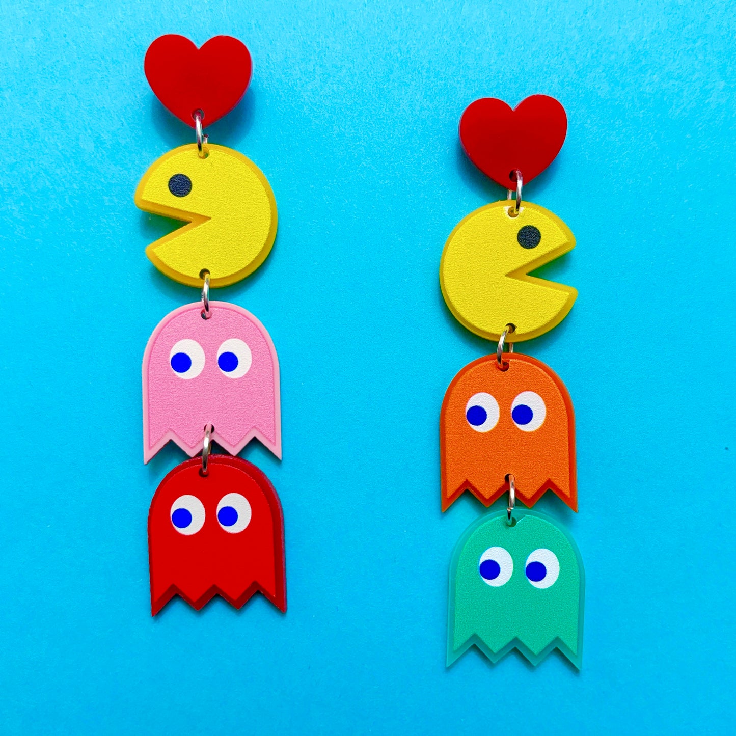 Pac Man Tiered Acrylic Drop Earrings