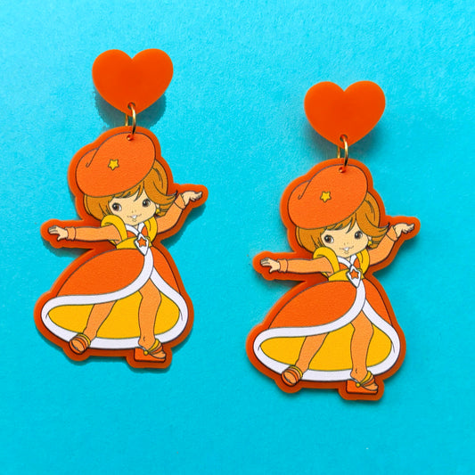 Orange Rainbow Girl Drop Earrings