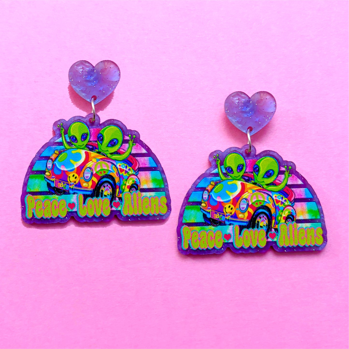90s Neon Aliens Acrylic Drop Earrings