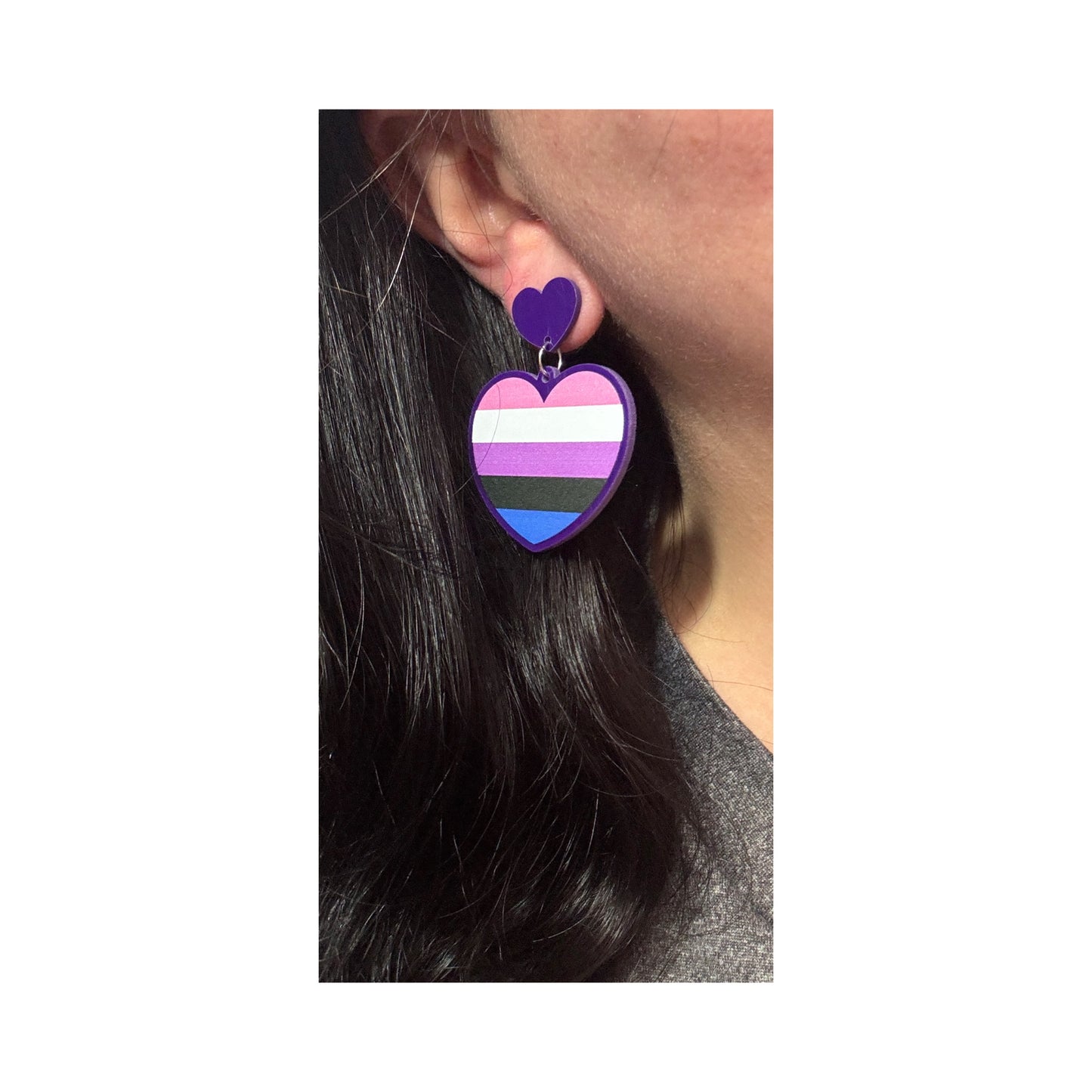 Genderfluid Pride Heart Drop Earrings