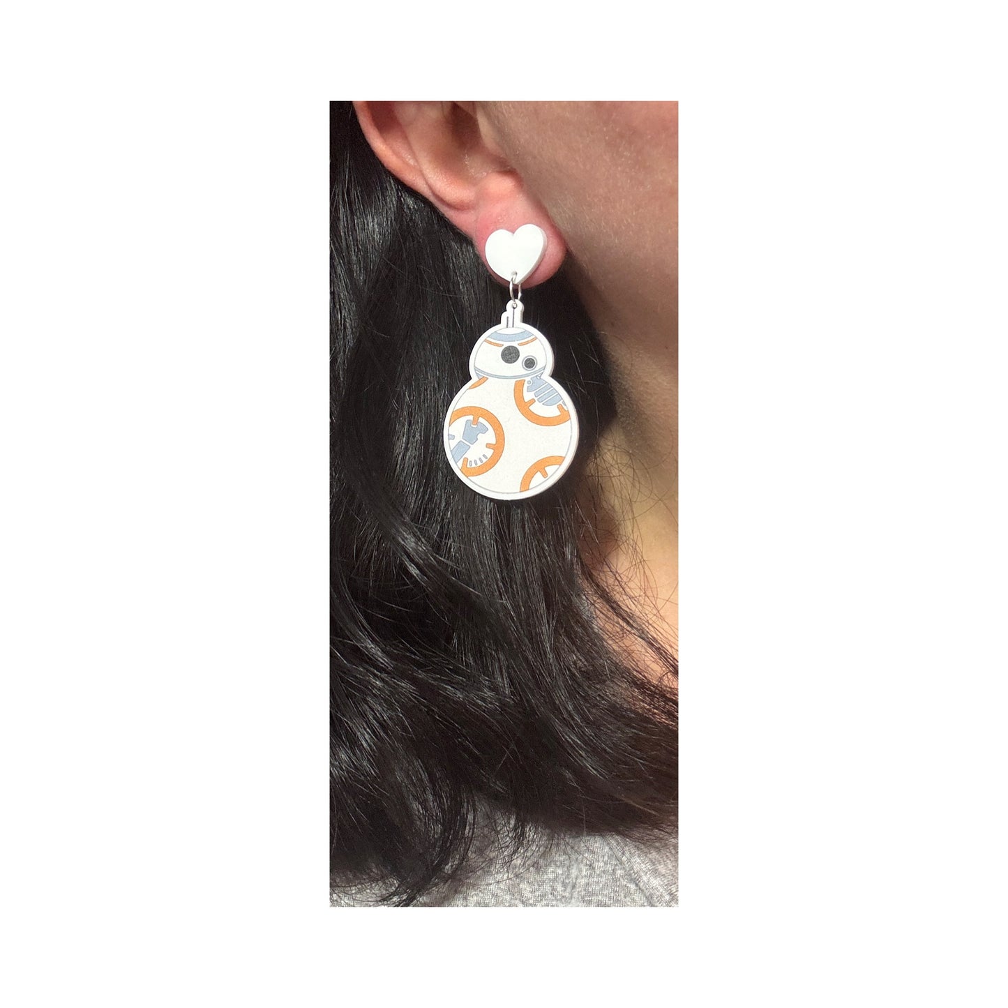 Orange Droid Drop Earrings