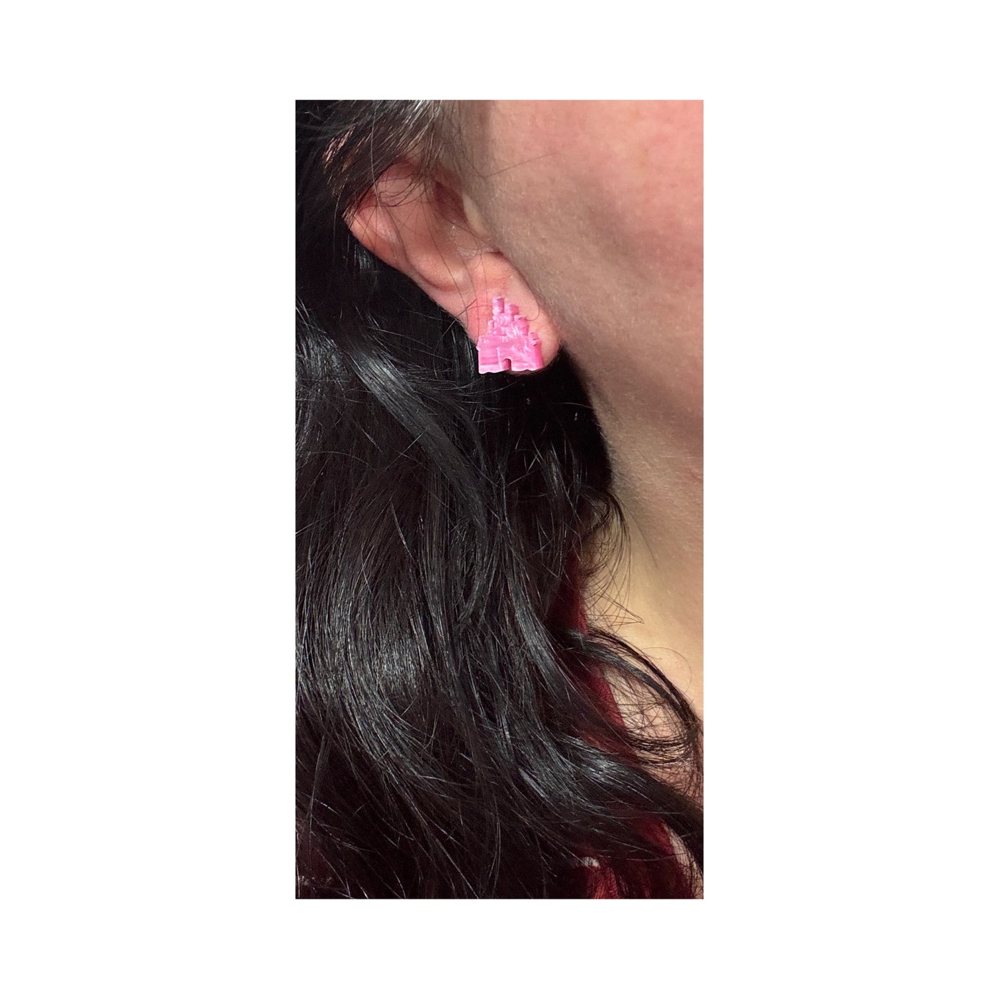 Pink Marble Castle Post Earrings
