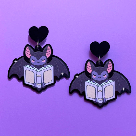 Bookish Bat Drop Earrings