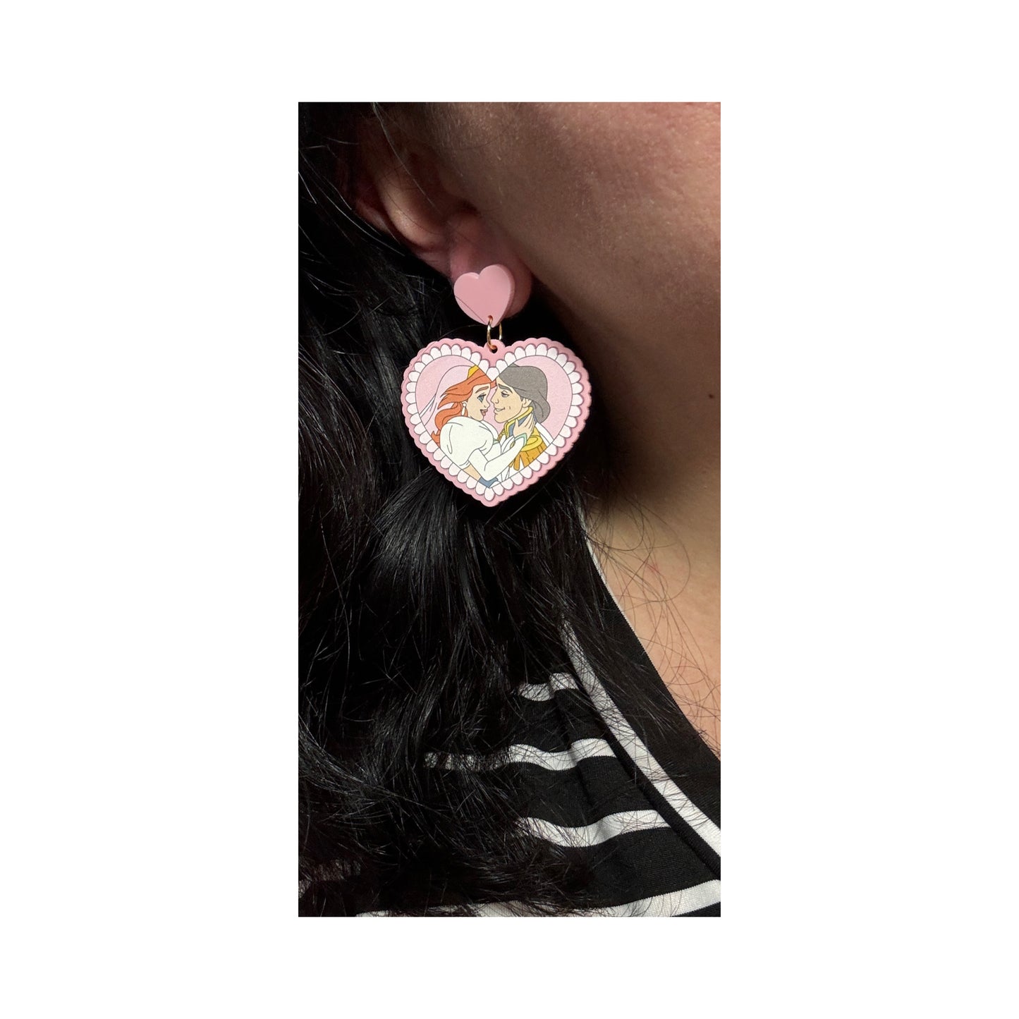 Mermaid & Prince Heart Drop Earrings
