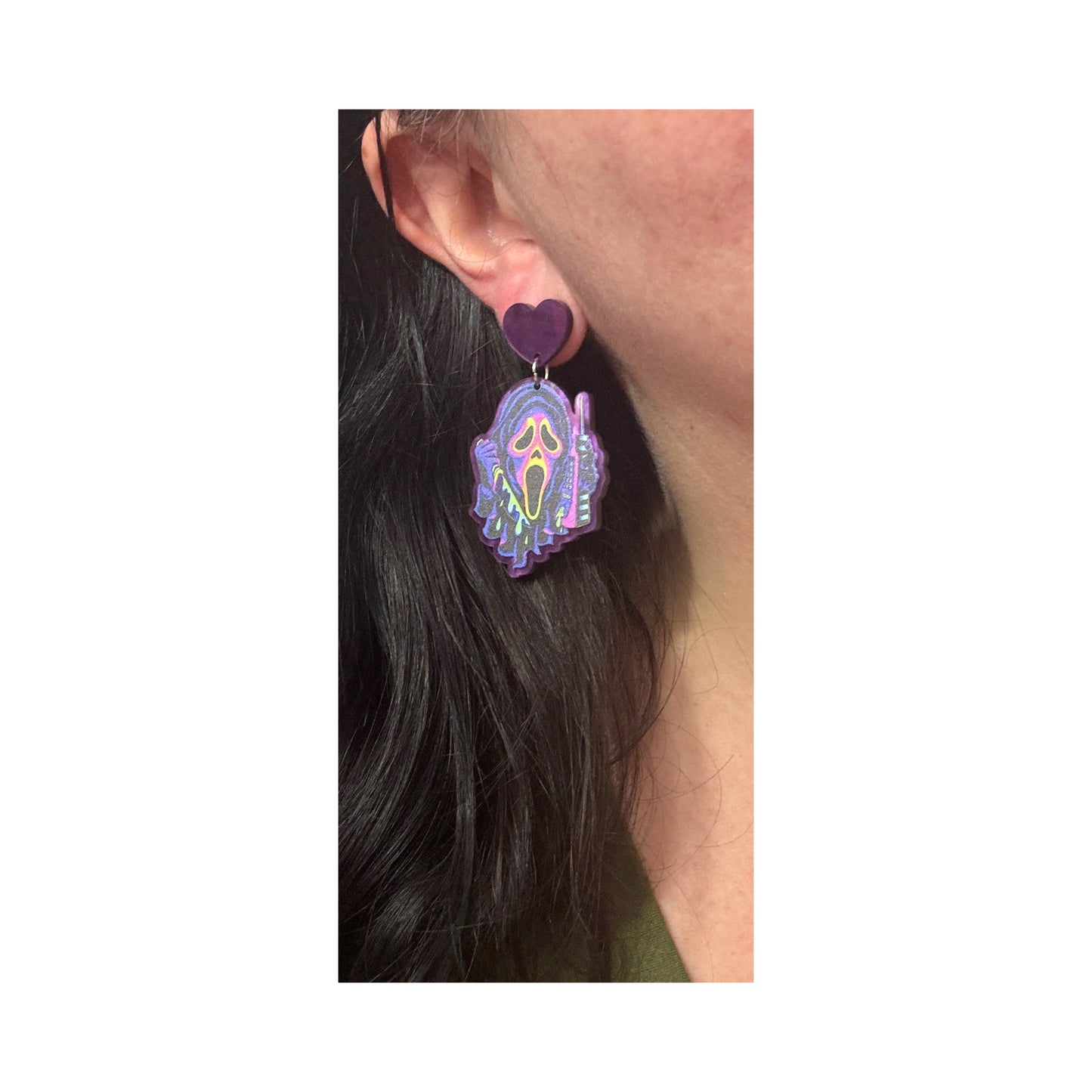 Neon Ghostface Drop Earrings