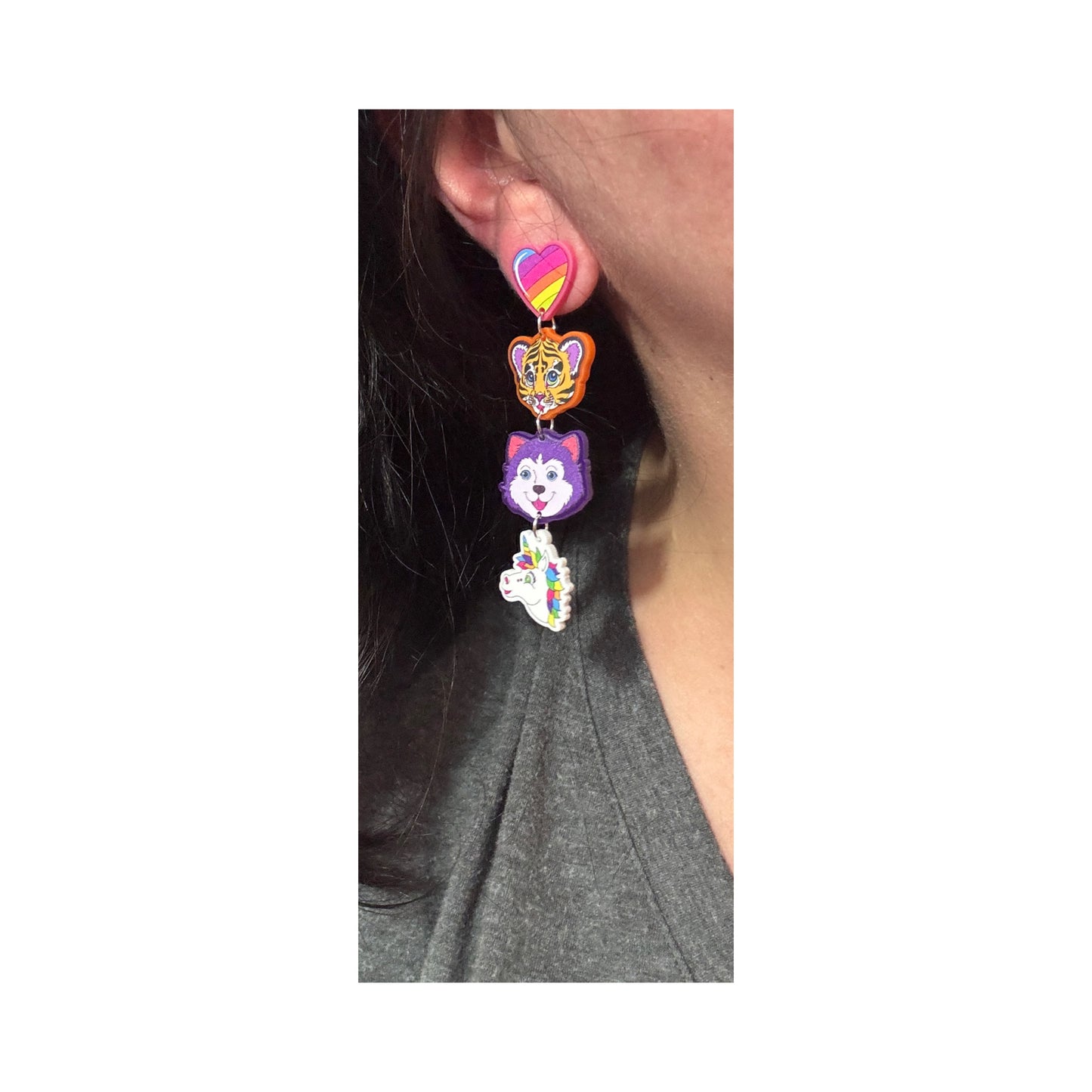 90s Neon Critter Pals Tiered Drop Earrings