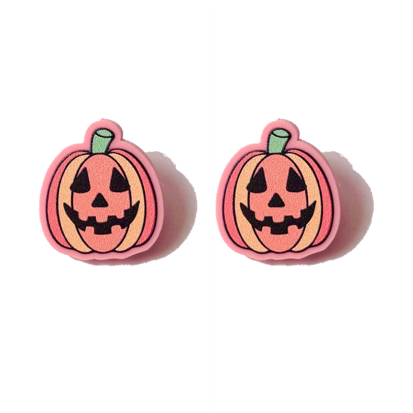 Pink Pumpkin Acrylic Post Earrings