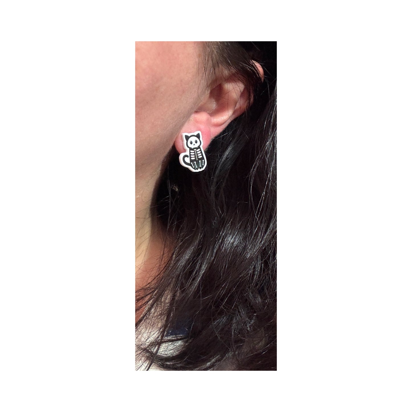 Kitty Skeleton Cutie Post Earrings