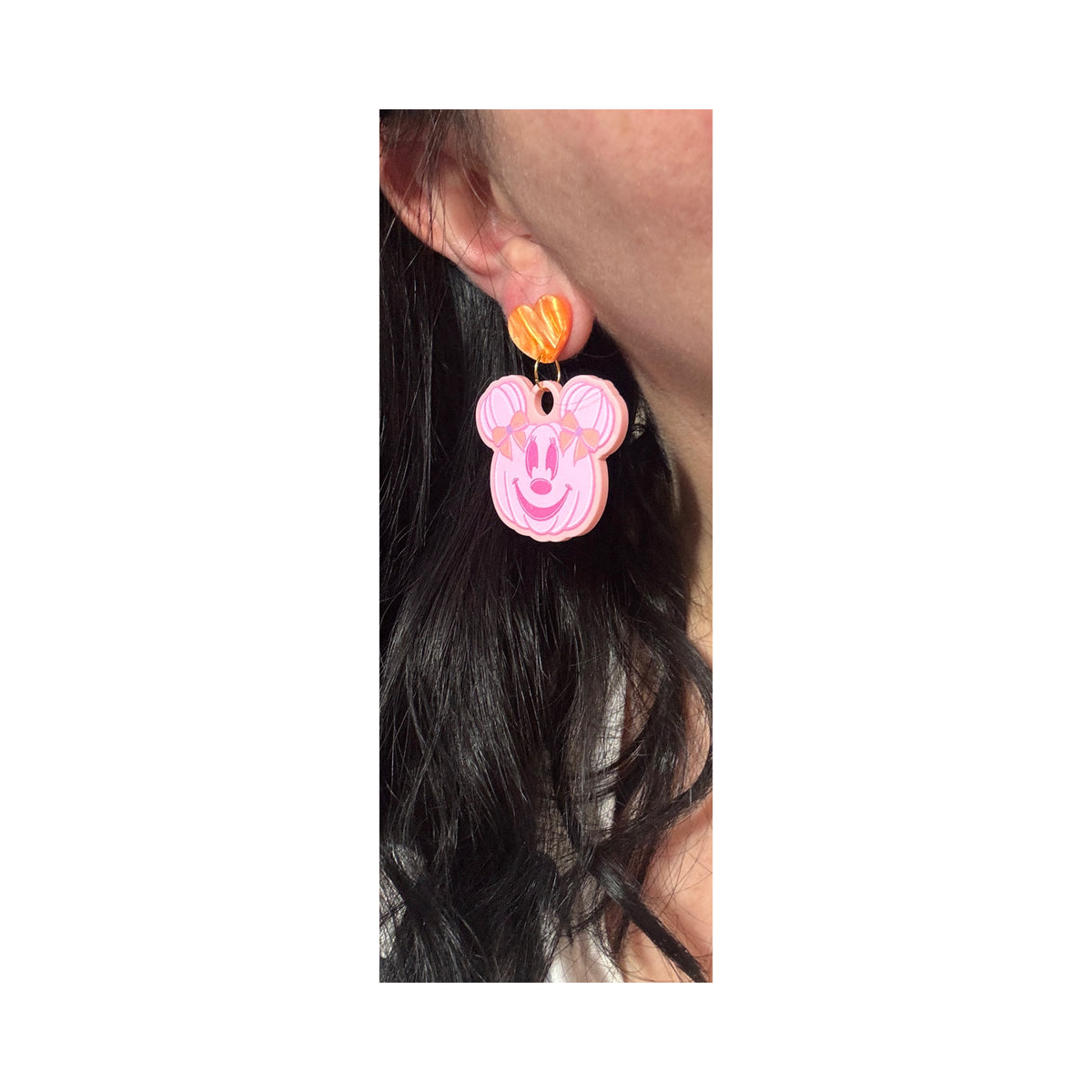 Pastel Mouse Bow Pumpkin Drop Earrings