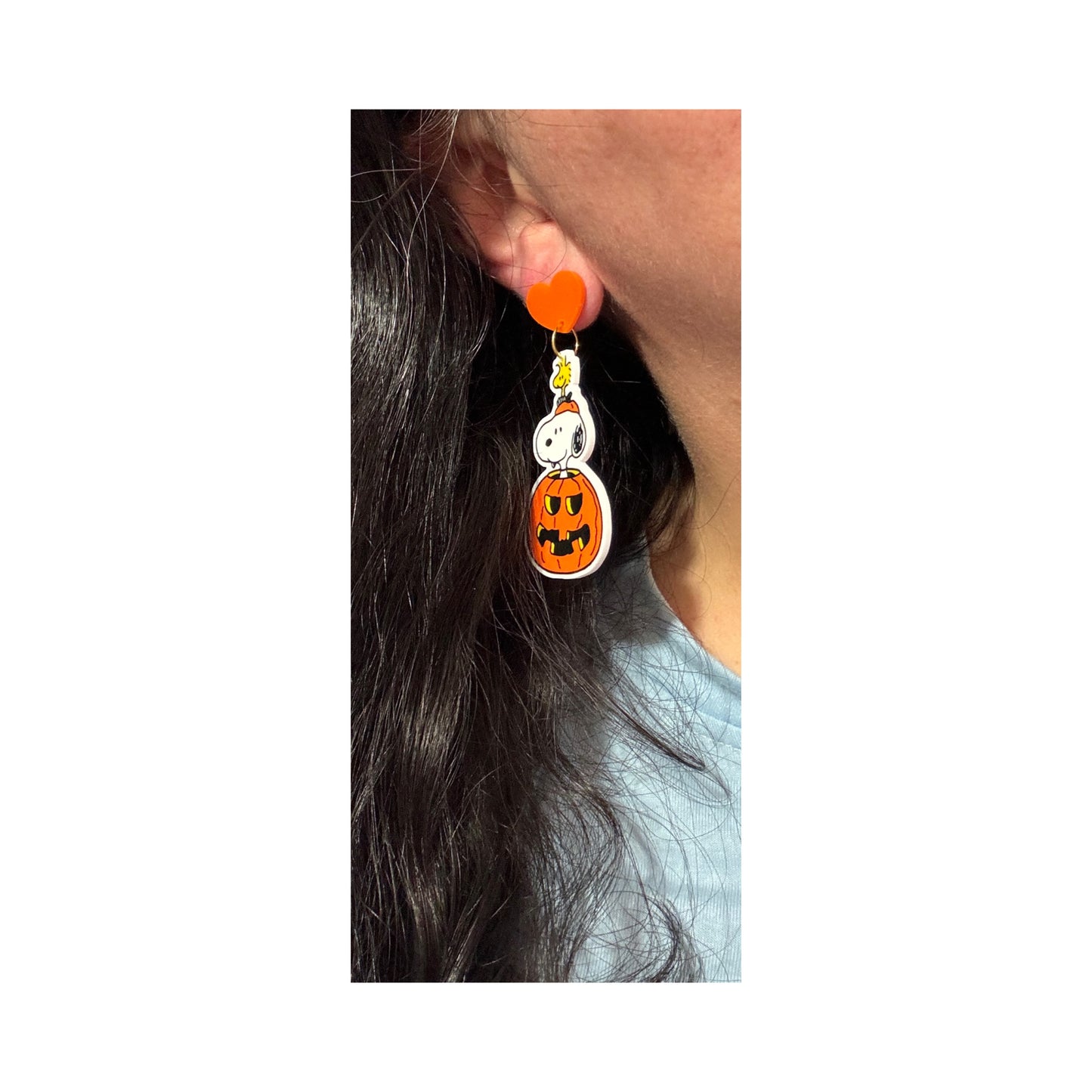 Woodstock Snoop Pumpkin Drop Earrings