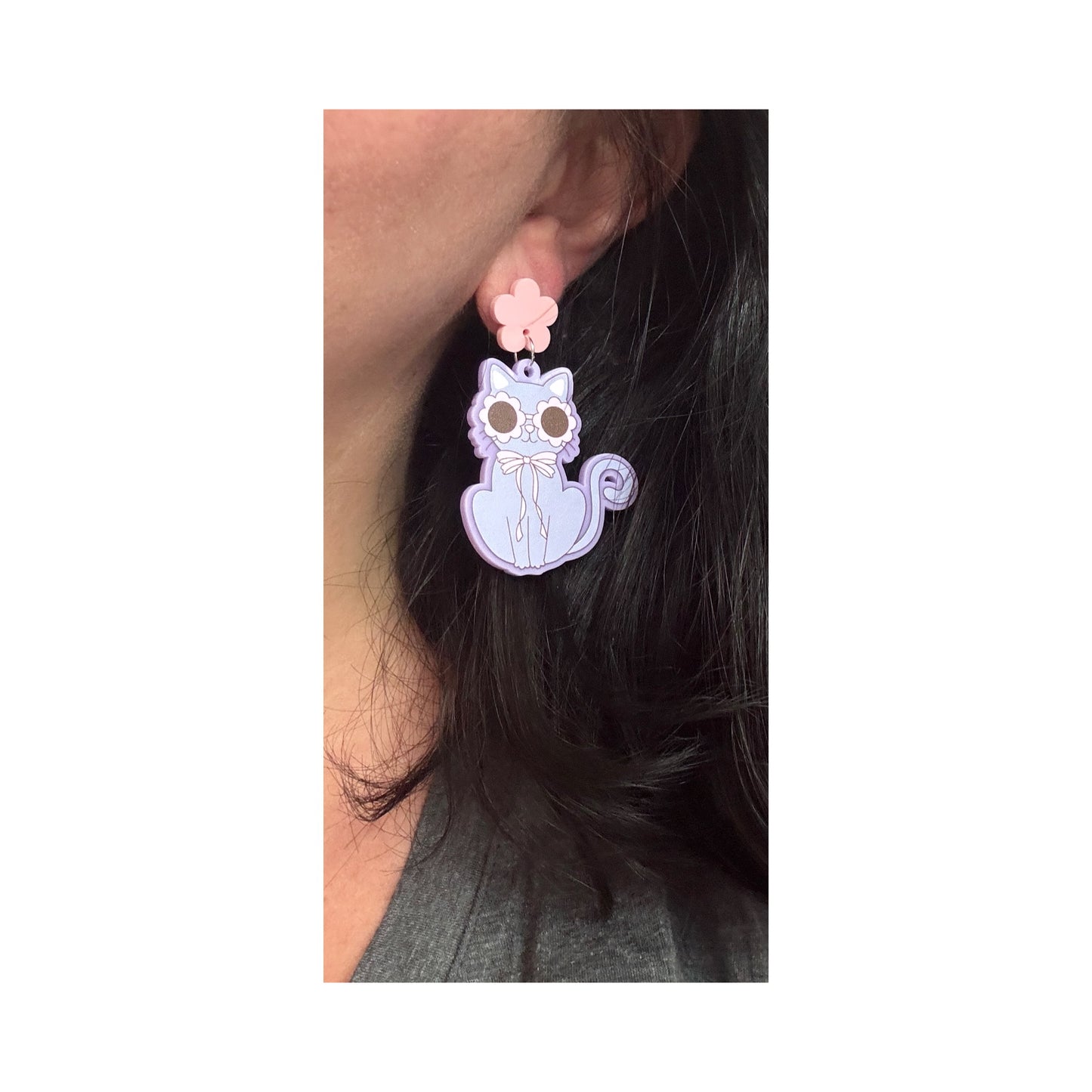 Pastel Groovy Cat Drop Earrings