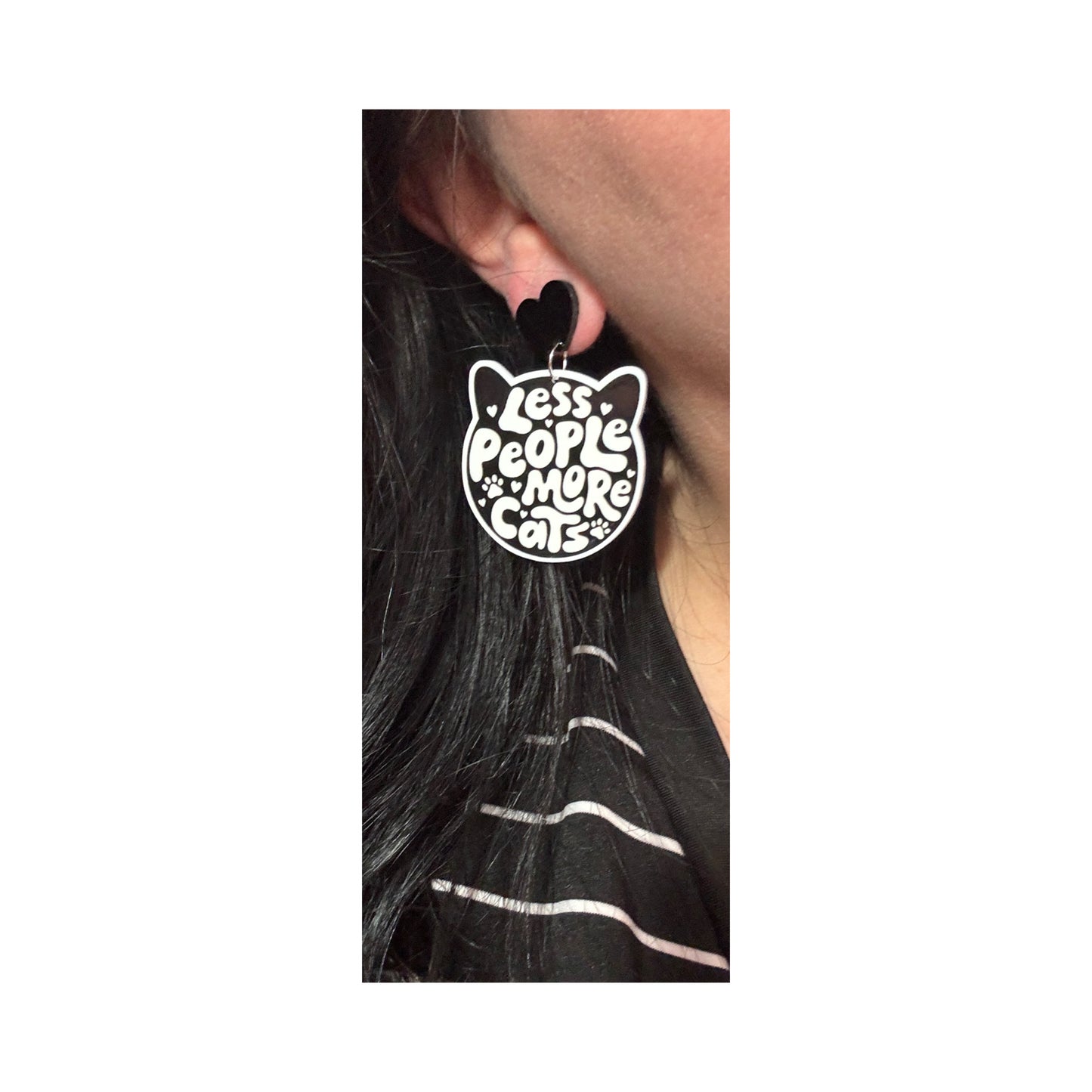 Less People More Cats Drop Earrings
