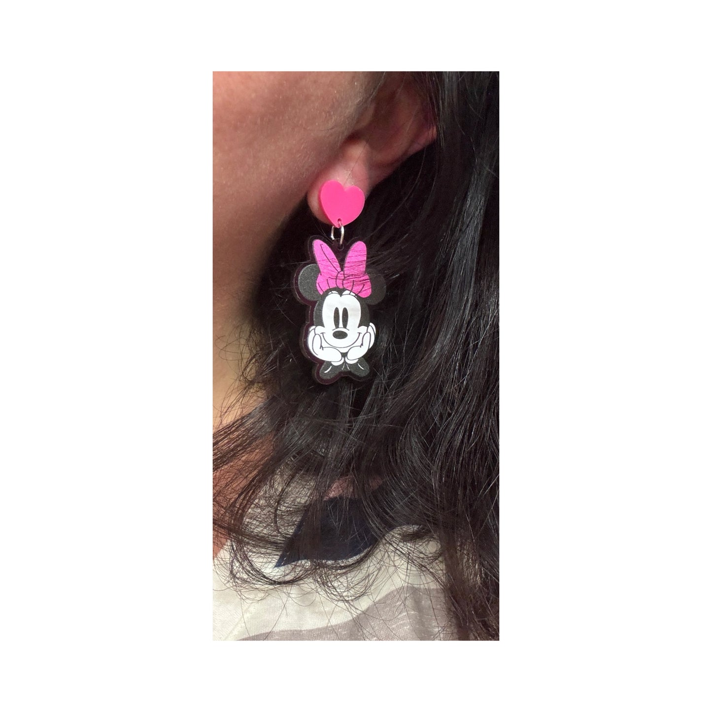 Lady Mouse Pink Bow Drop Earrings