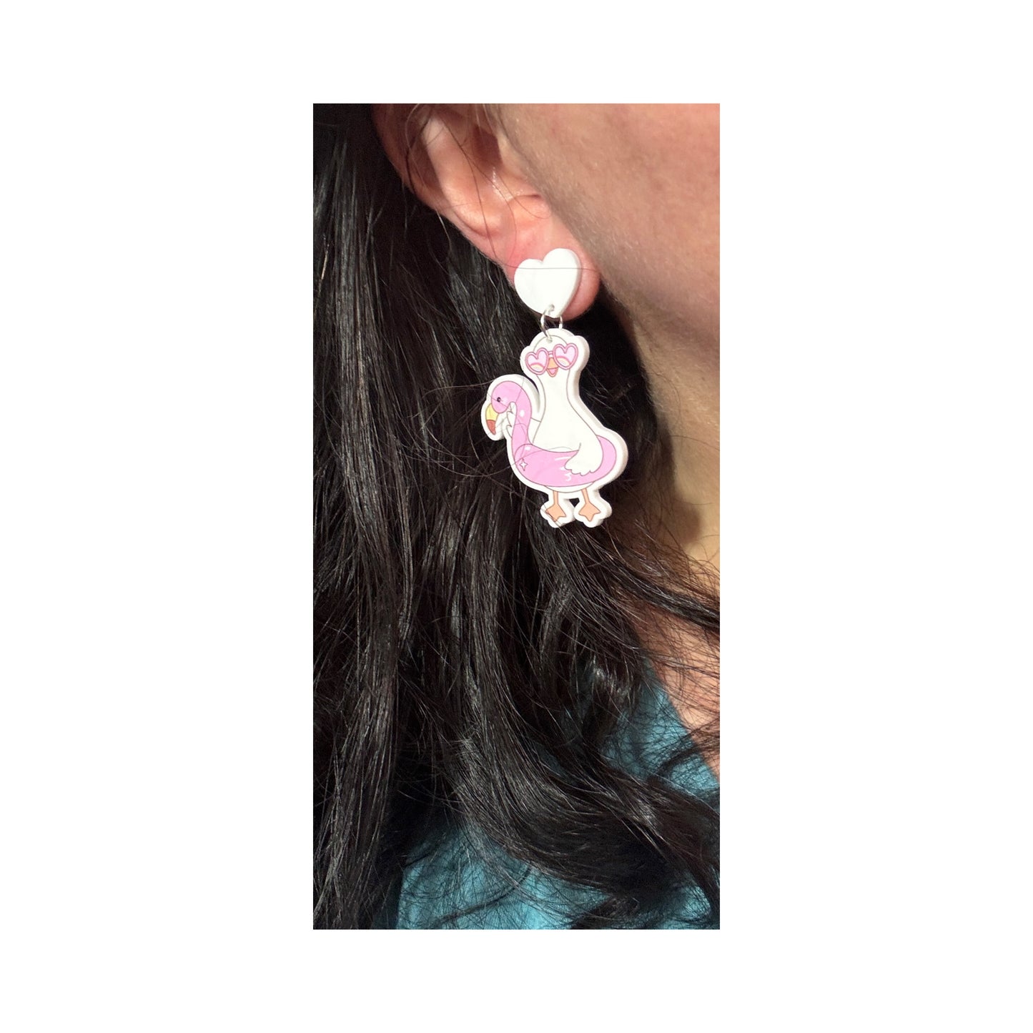 Silly Goose Flamingo Floatie Drop Earrings