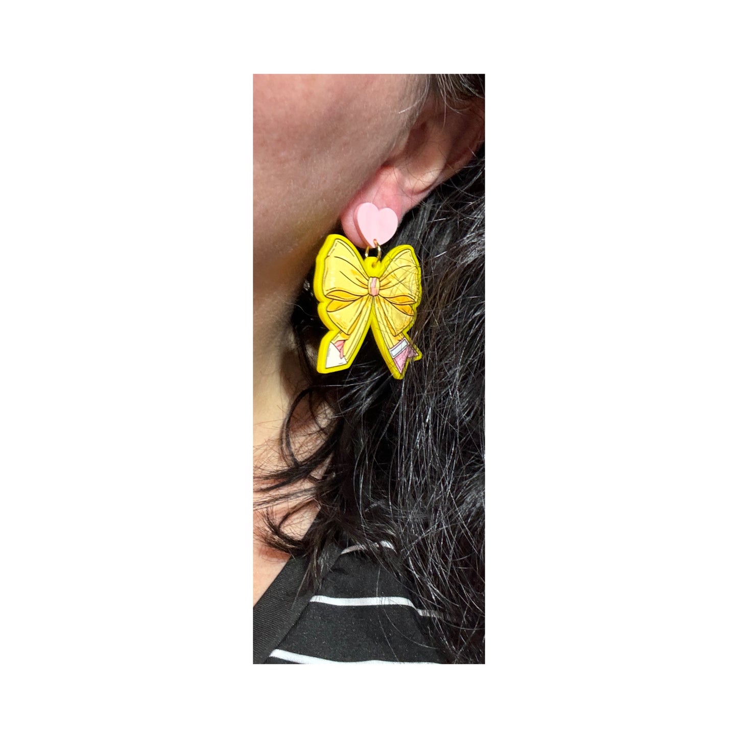 Pencil Bow Drop Earrings