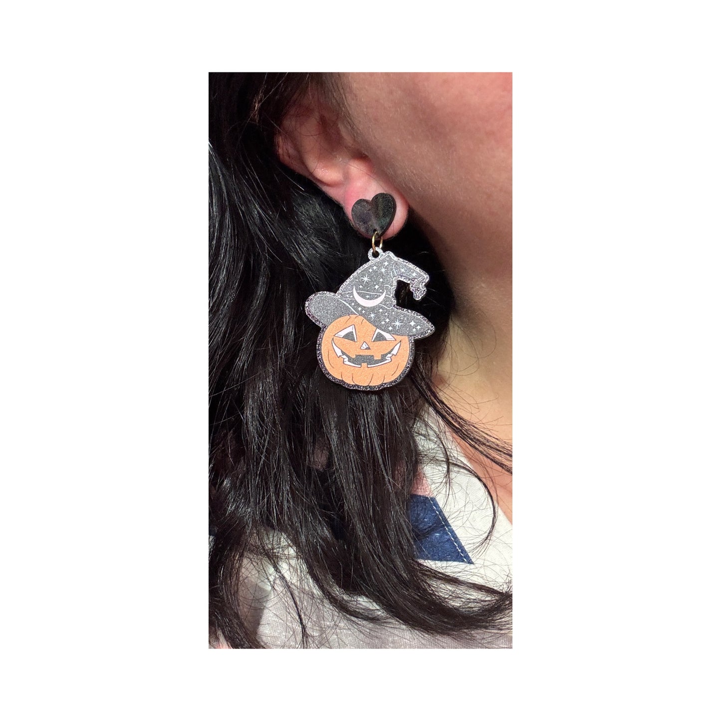 Witchy Jack-O-Lantern Drop Earrings