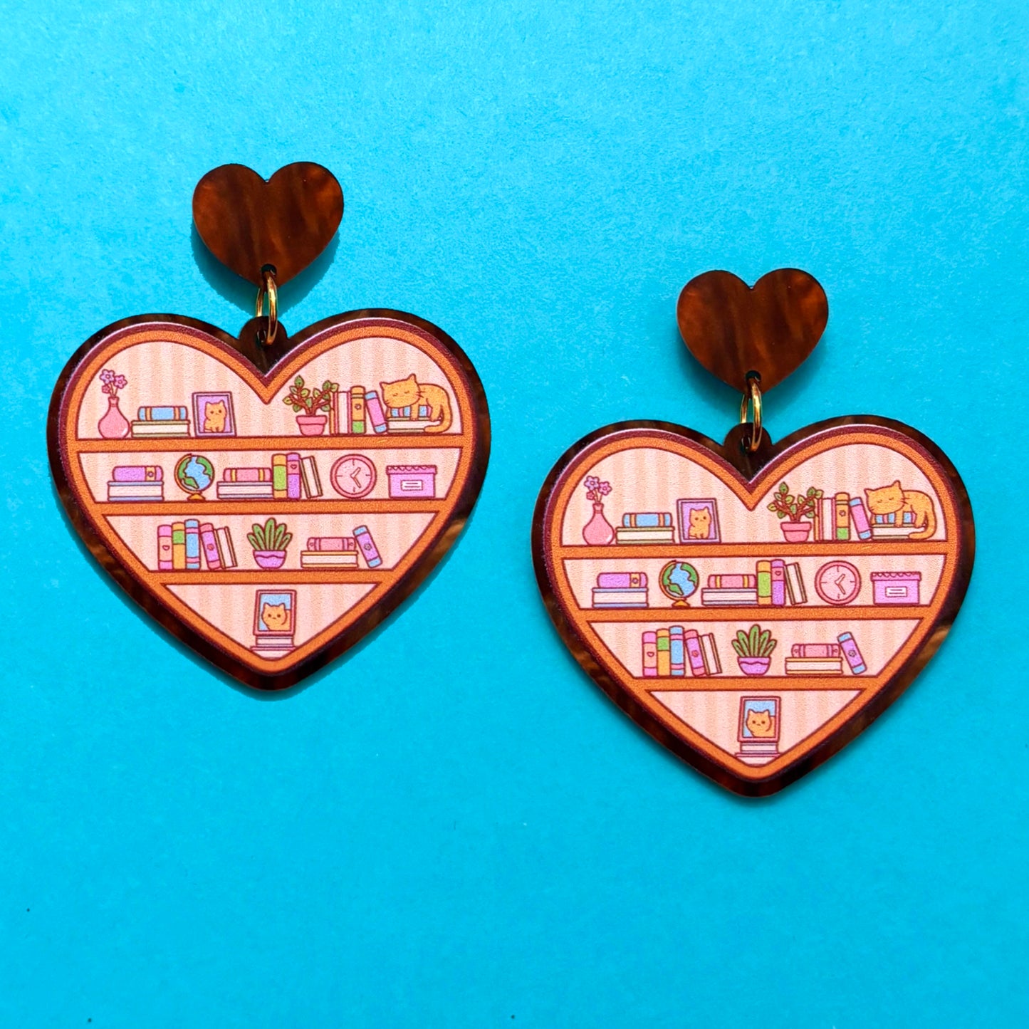 Heart Bookshelf Drop Earrings