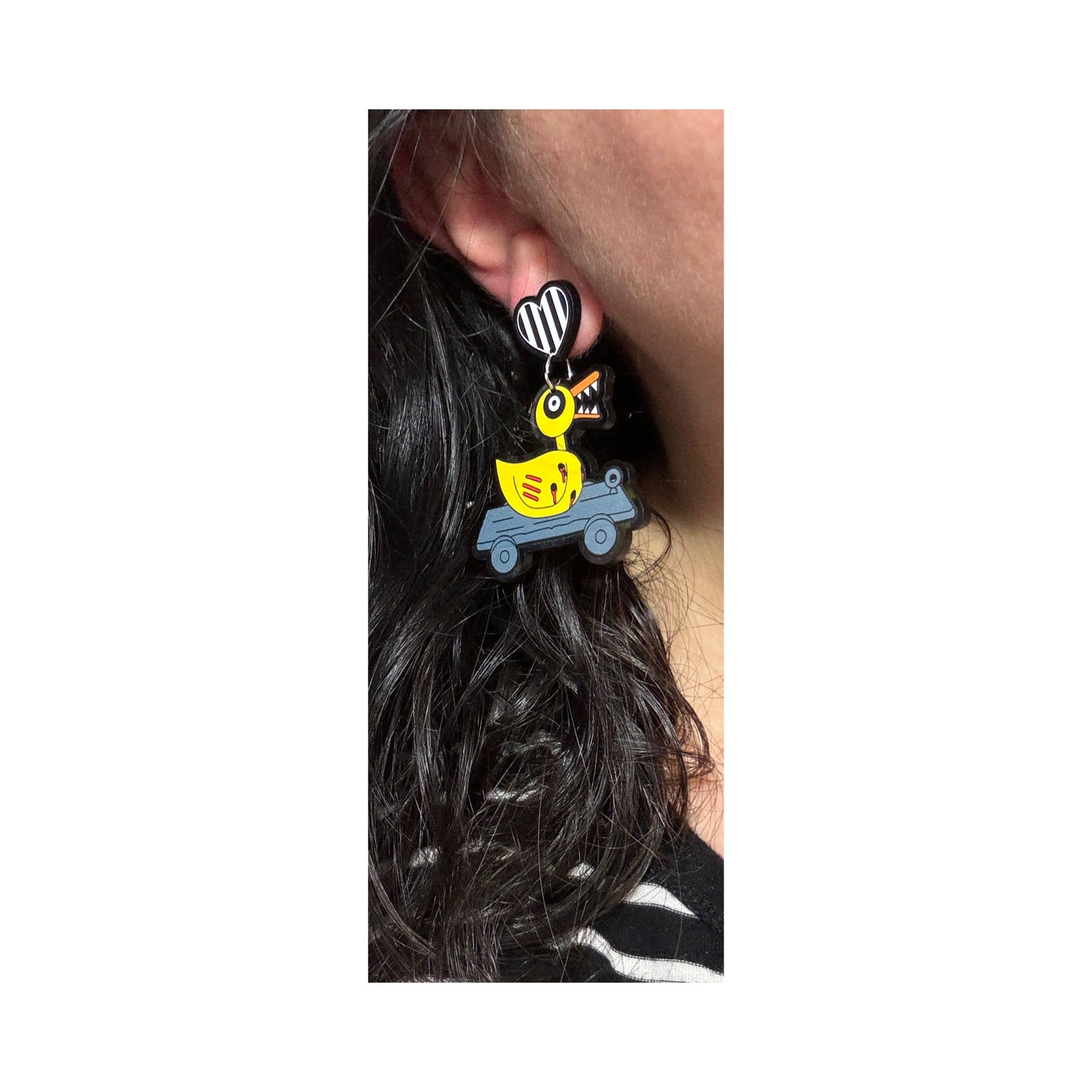 Scary Duck Toy Drop Earrings