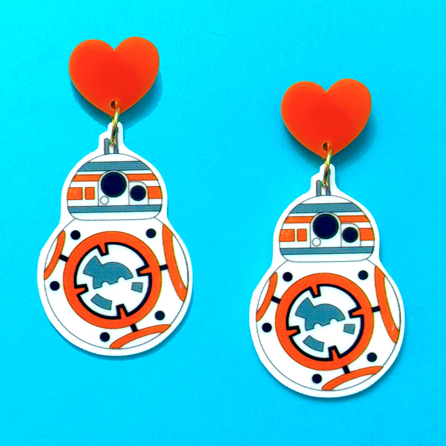 Orange Droid Drop Earrings