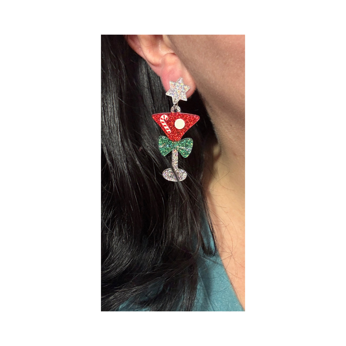 Holiday Retro Cocktail Drop Earrings