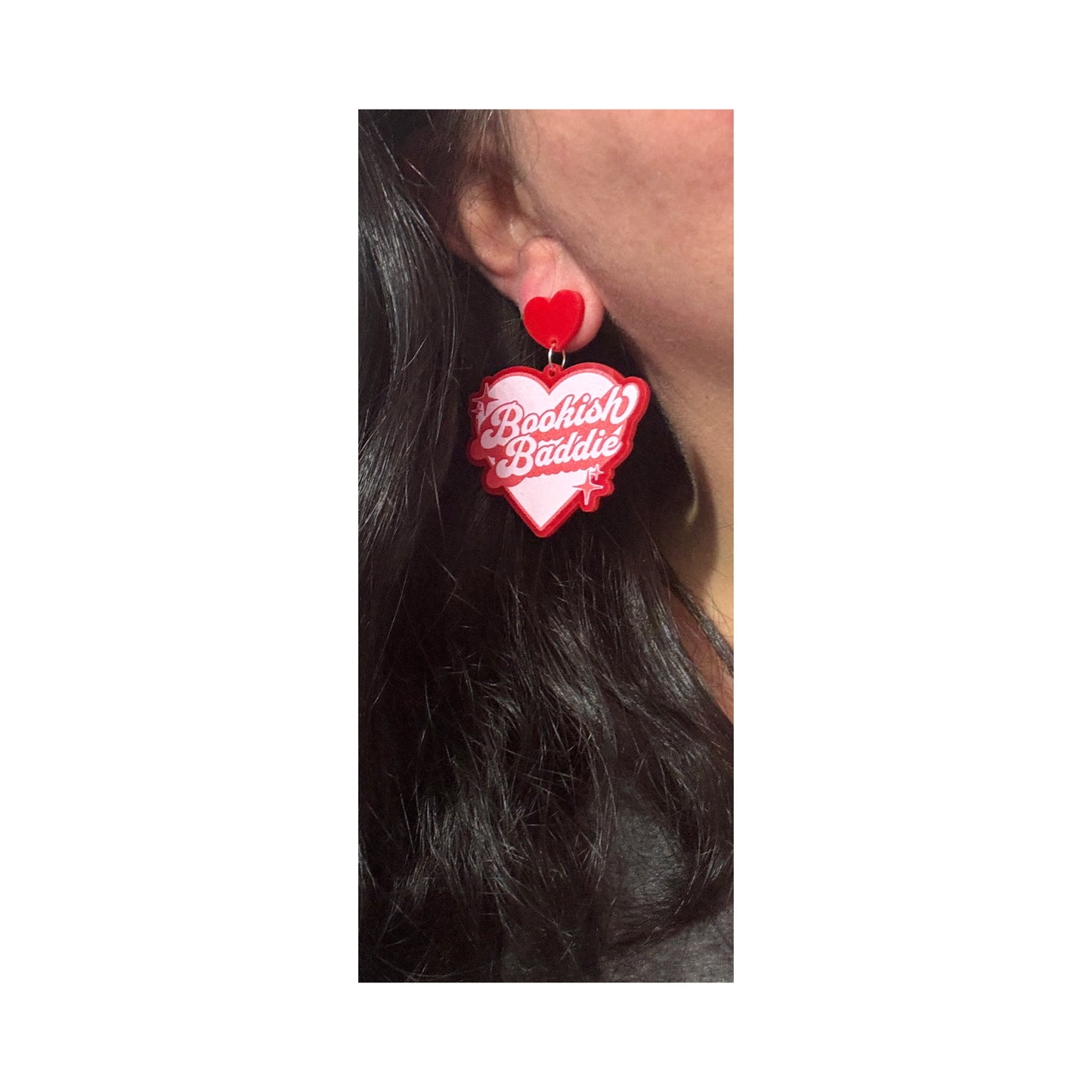 Bookish Baddie Heart Drop Earrings