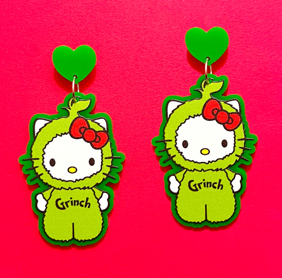 Grinch Kitty Drop Earrings