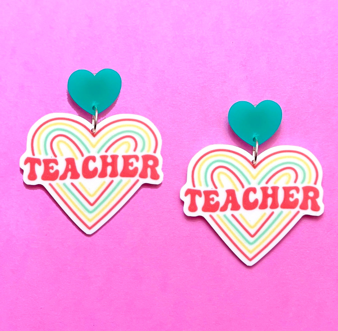 Teacher Heart Drop Earrings