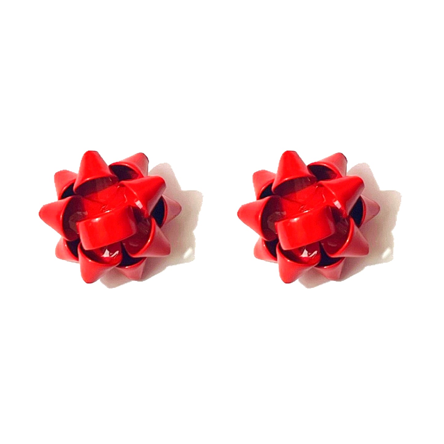 Matte Red Christmas Bow Post Earring