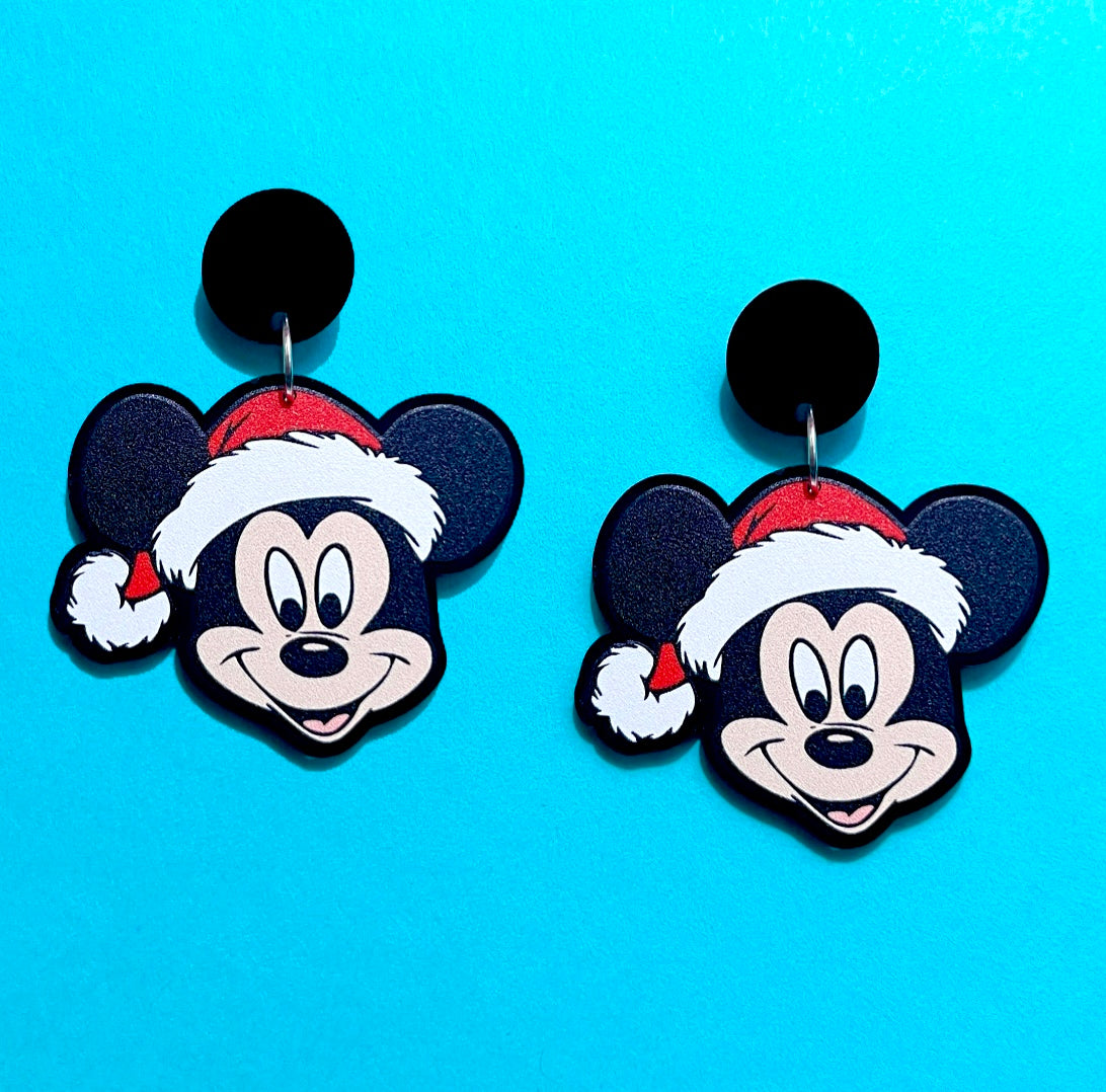 Retro Mouse Santa Drop Earrings