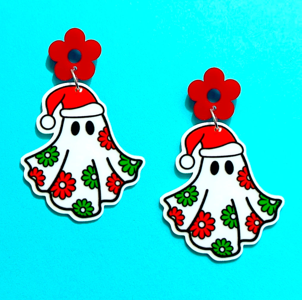 Groovy Holiday Ghost Drop Earrings