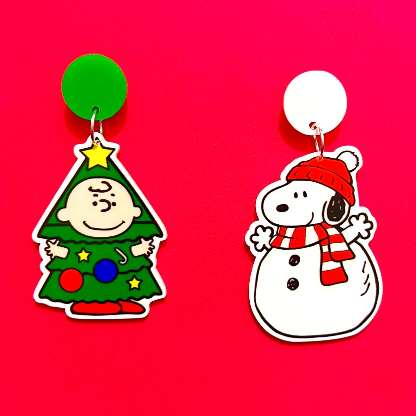 Charlie Tree & Snowman Snoopy Drop Earrings