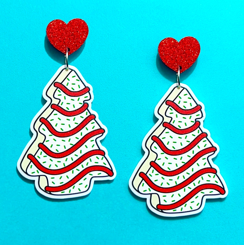 Christmas Tree Cake Drop Earrings