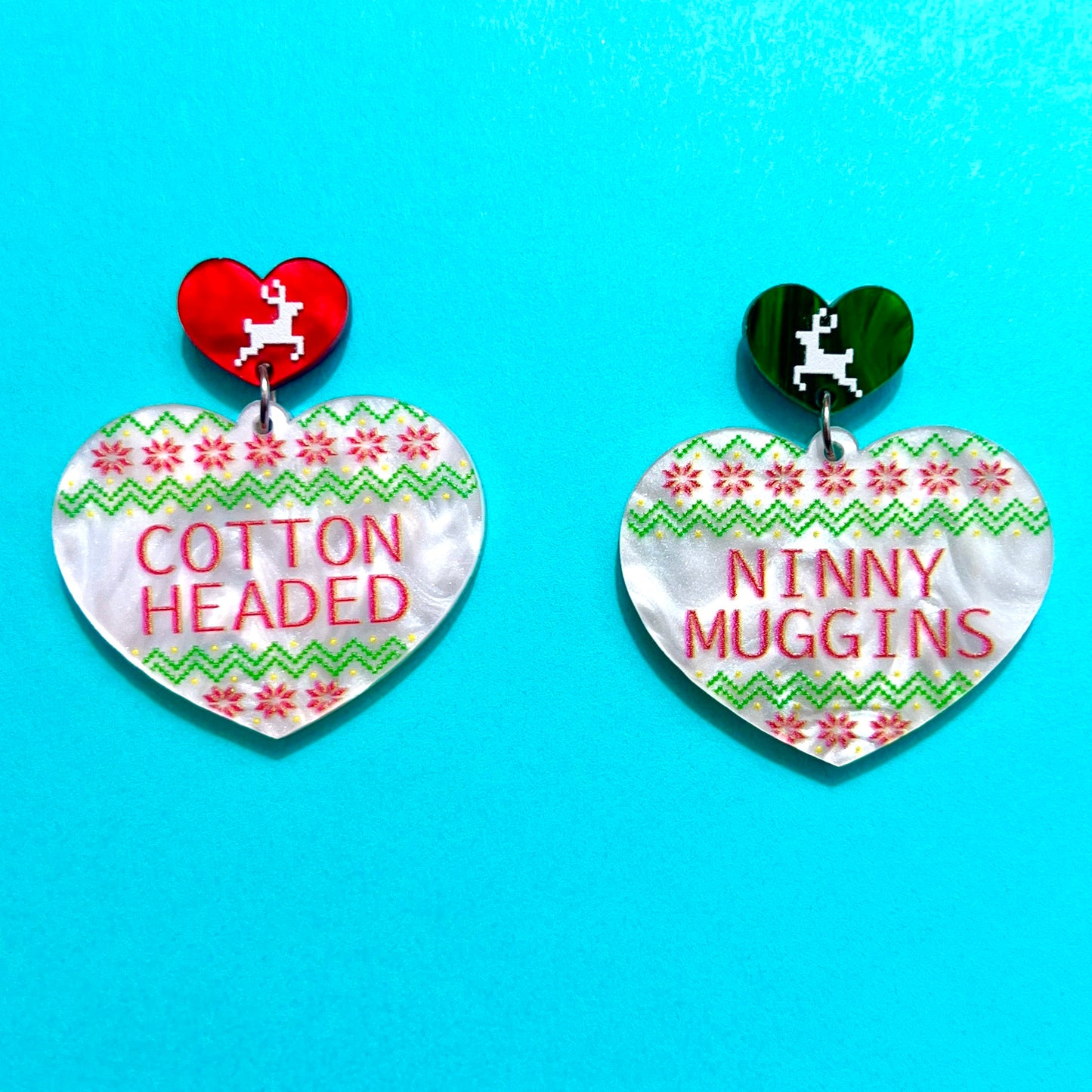 Cotton Headed Ninny Muggins Heart Drop Earrings