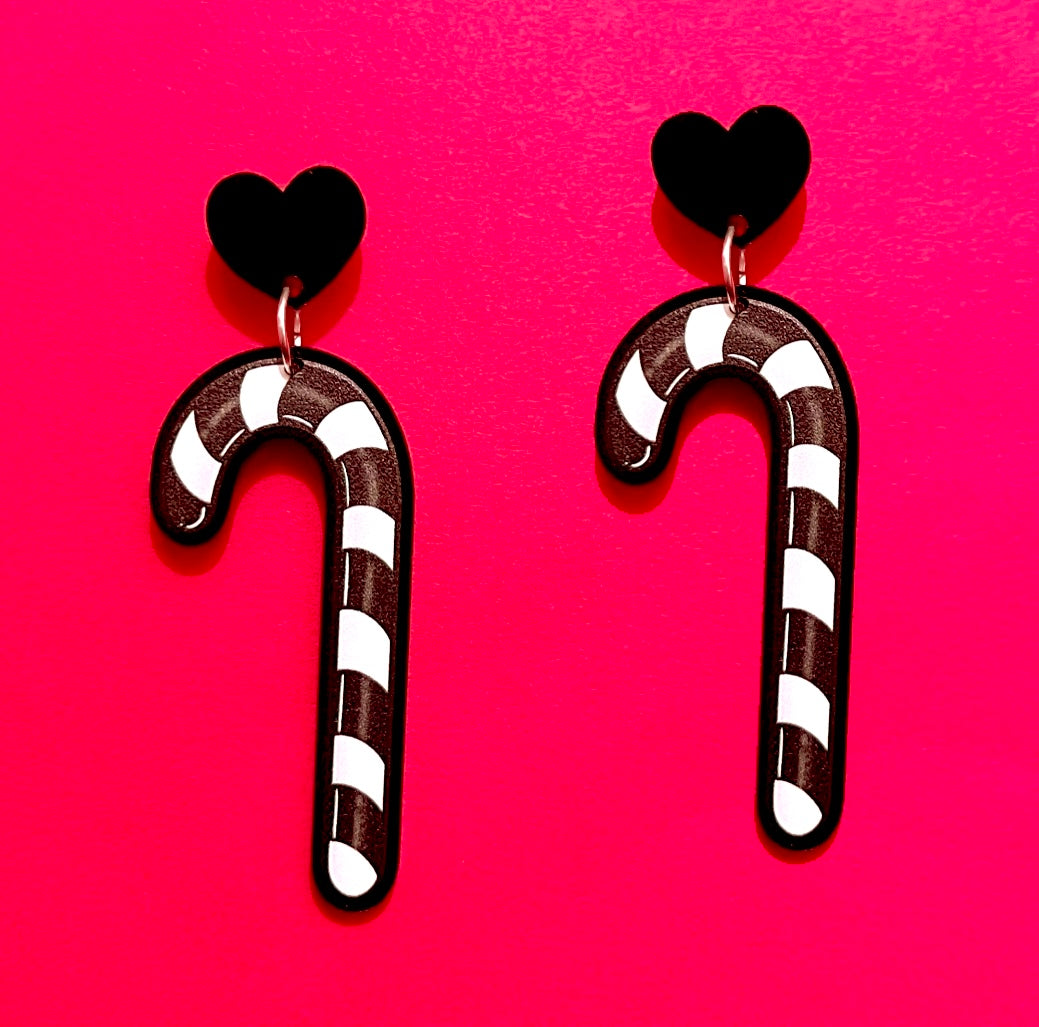 Creepmas Candy Cane Drop Earrings