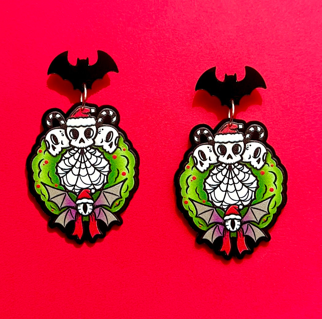Creepmas Wreath Drop Earrings