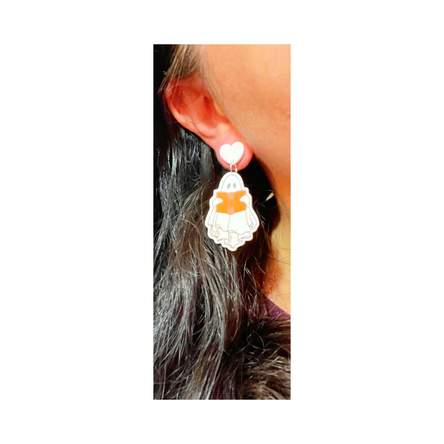 Orange Book Ghostie Drop Earrings