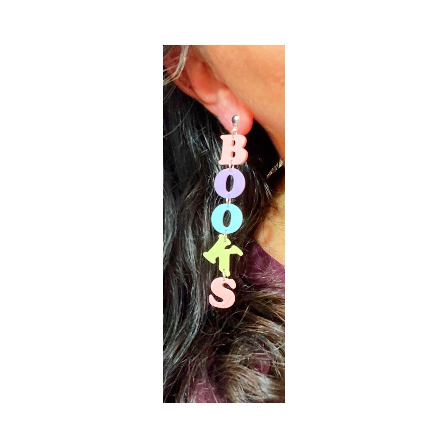 Pastel Read Books Tiered Drop Earrings