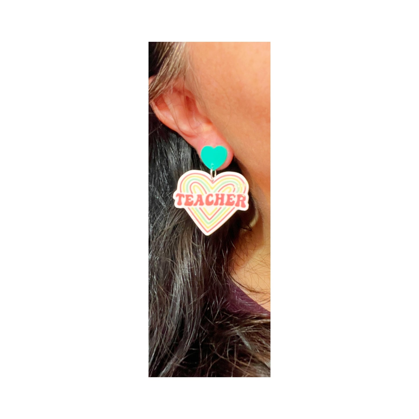 Teacher Heart Drop Earrings