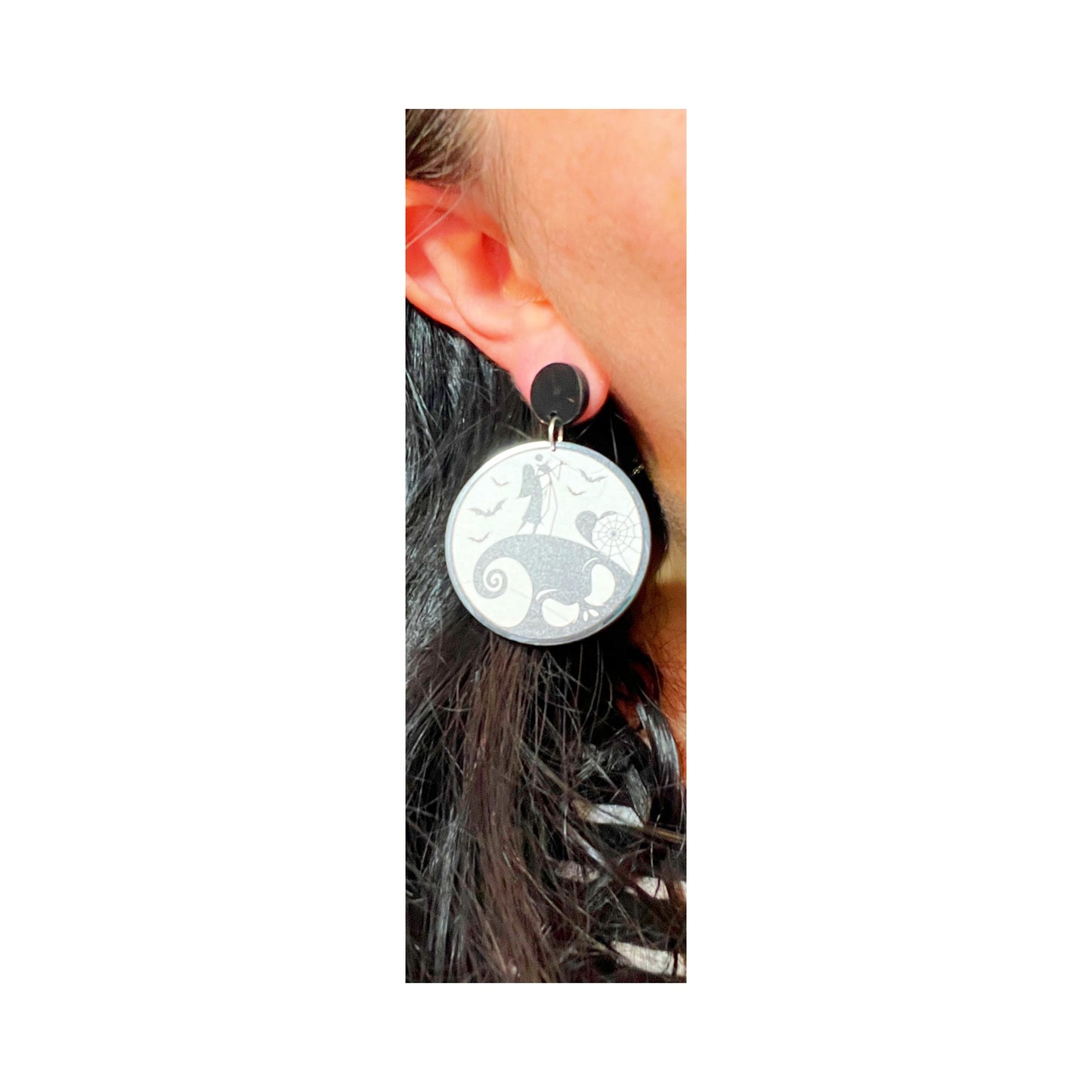 Nightmare Silhouette Round Drop Earrings