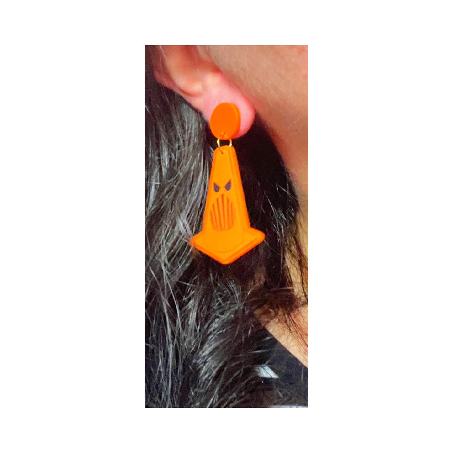 Spooky Traffic Cone Drop Earrings