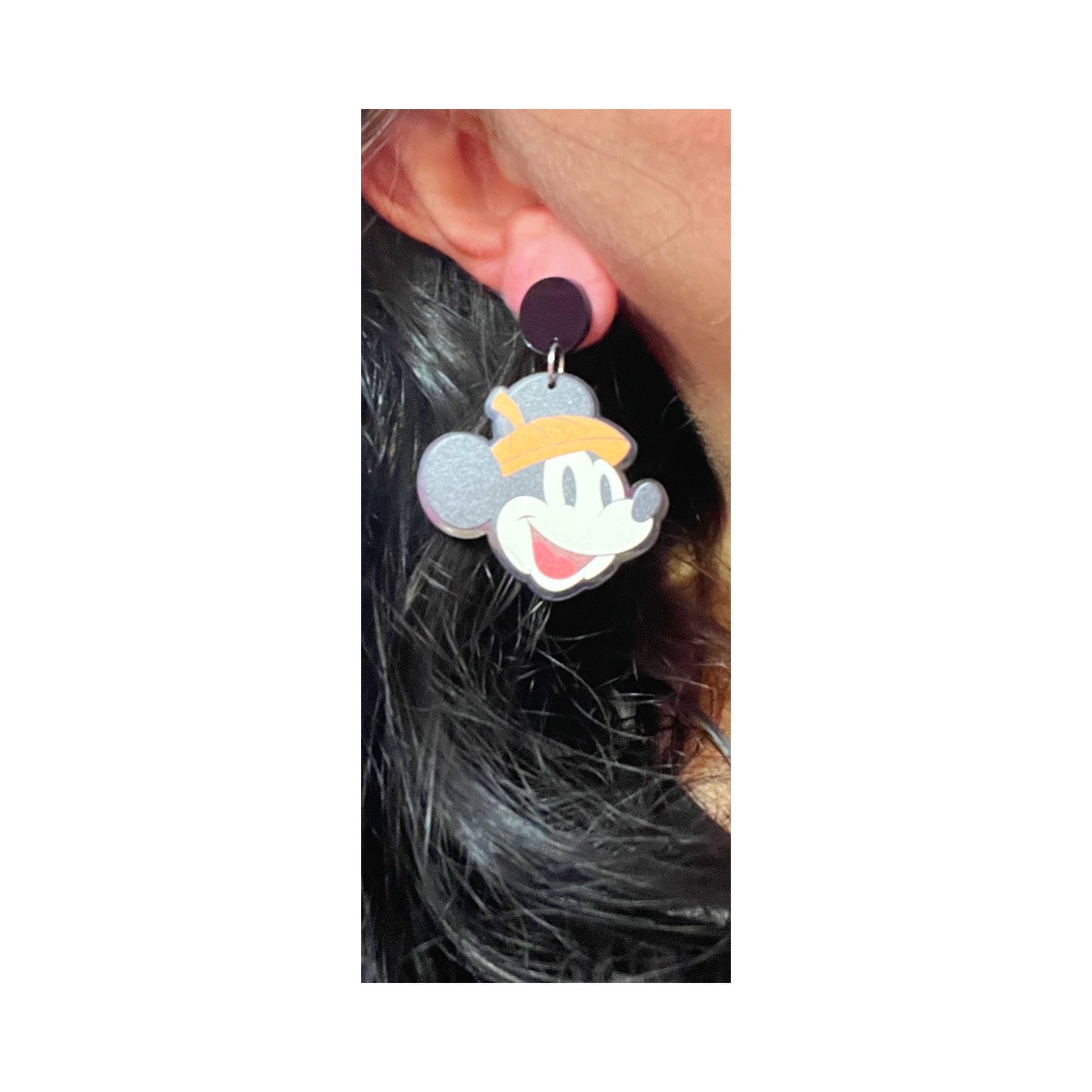 Retro Mouse Cat & Pumpkin Couple Halloween Drop Earrings